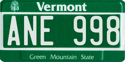 VT license plate ANE998