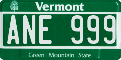 VT license plate ANE999