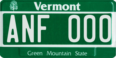 VT license plate ANF000
