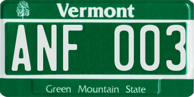 VT license plate ANF003