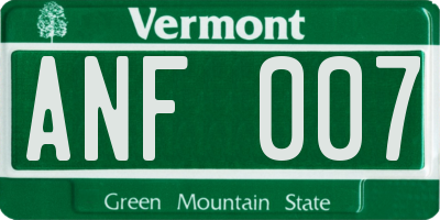VT license plate ANF007