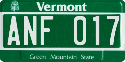 VT license plate ANF017