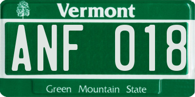 VT license plate ANF018