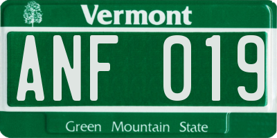 VT license plate ANF019