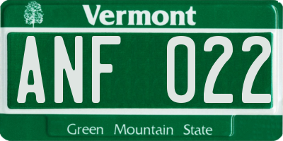 VT license plate ANF022