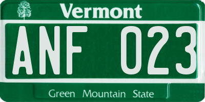 VT license plate ANF023
