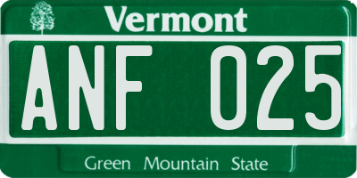 VT license plate ANF025