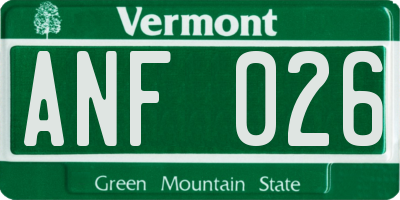 VT license plate ANF026