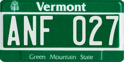 VT license plate ANF027