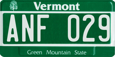 VT license plate ANF029