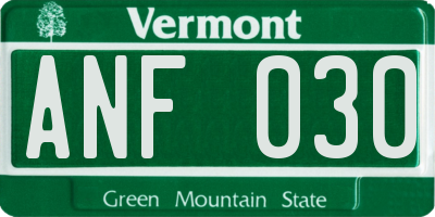 VT license plate ANF030