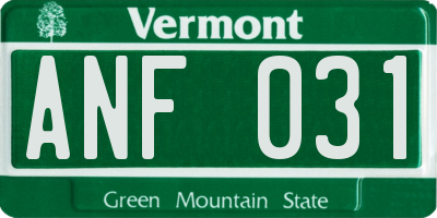 VT license plate ANF031