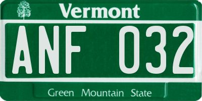 VT license plate ANF032