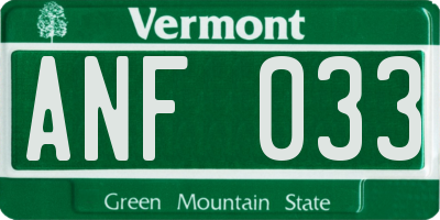 VT license plate ANF033
