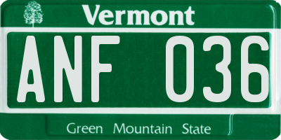 VT license plate ANF036