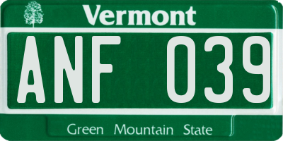 VT license plate ANF039