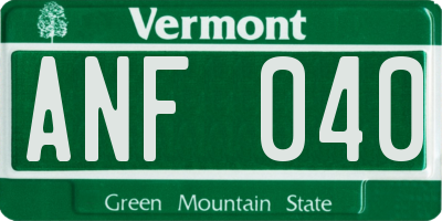 VT license plate ANF040