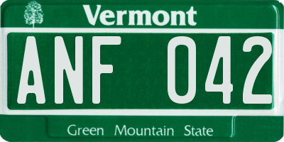 VT license plate ANF042