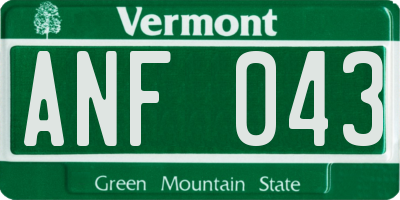 VT license plate ANF043