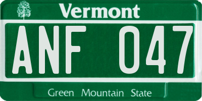 VT license plate ANF047