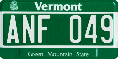 VT license plate ANF049