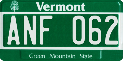 VT license plate ANF062