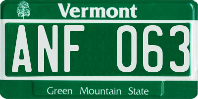 VT license plate ANF063