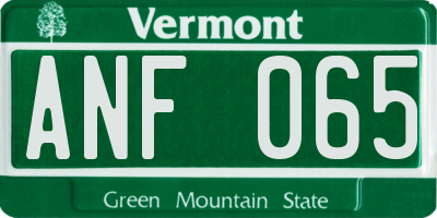 VT license plate ANF065