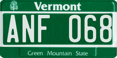 VT license plate ANF068