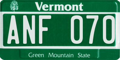 VT license plate ANF070