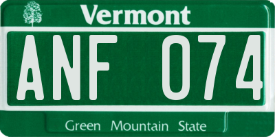VT license plate ANF074