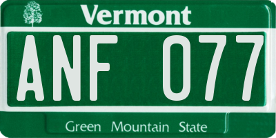 VT license plate ANF077