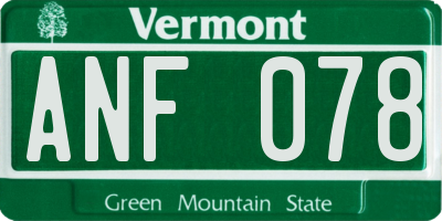 VT license plate ANF078