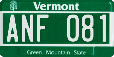 VT license plate ANF081