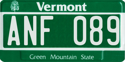 VT license plate ANF089