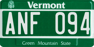 VT license plate ANF094