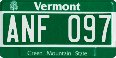 VT license plate ANF097