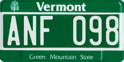 VT license plate ANF098