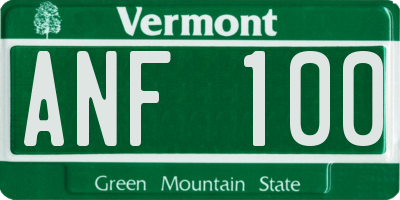 VT license plate ANF100