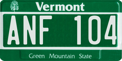 VT license plate ANF104