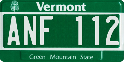 VT license plate ANF112