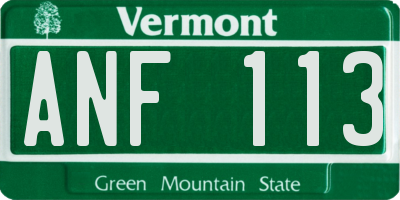 VT license plate ANF113