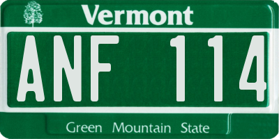 VT license plate ANF114
