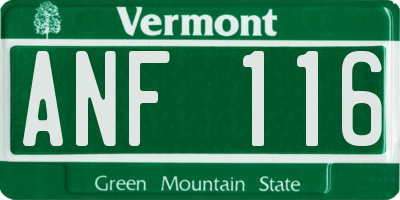 VT license plate ANF116