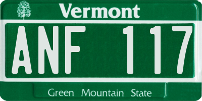 VT license plate ANF117