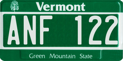 VT license plate ANF122