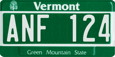 VT license plate ANF124