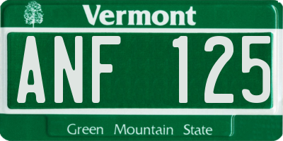 VT license plate ANF125