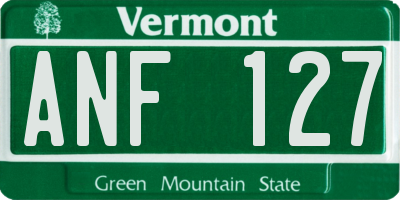 VT license plate ANF127