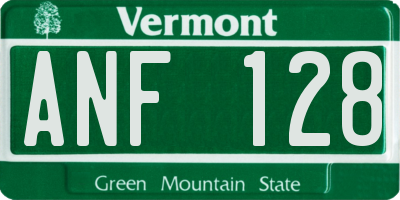 VT license plate ANF128